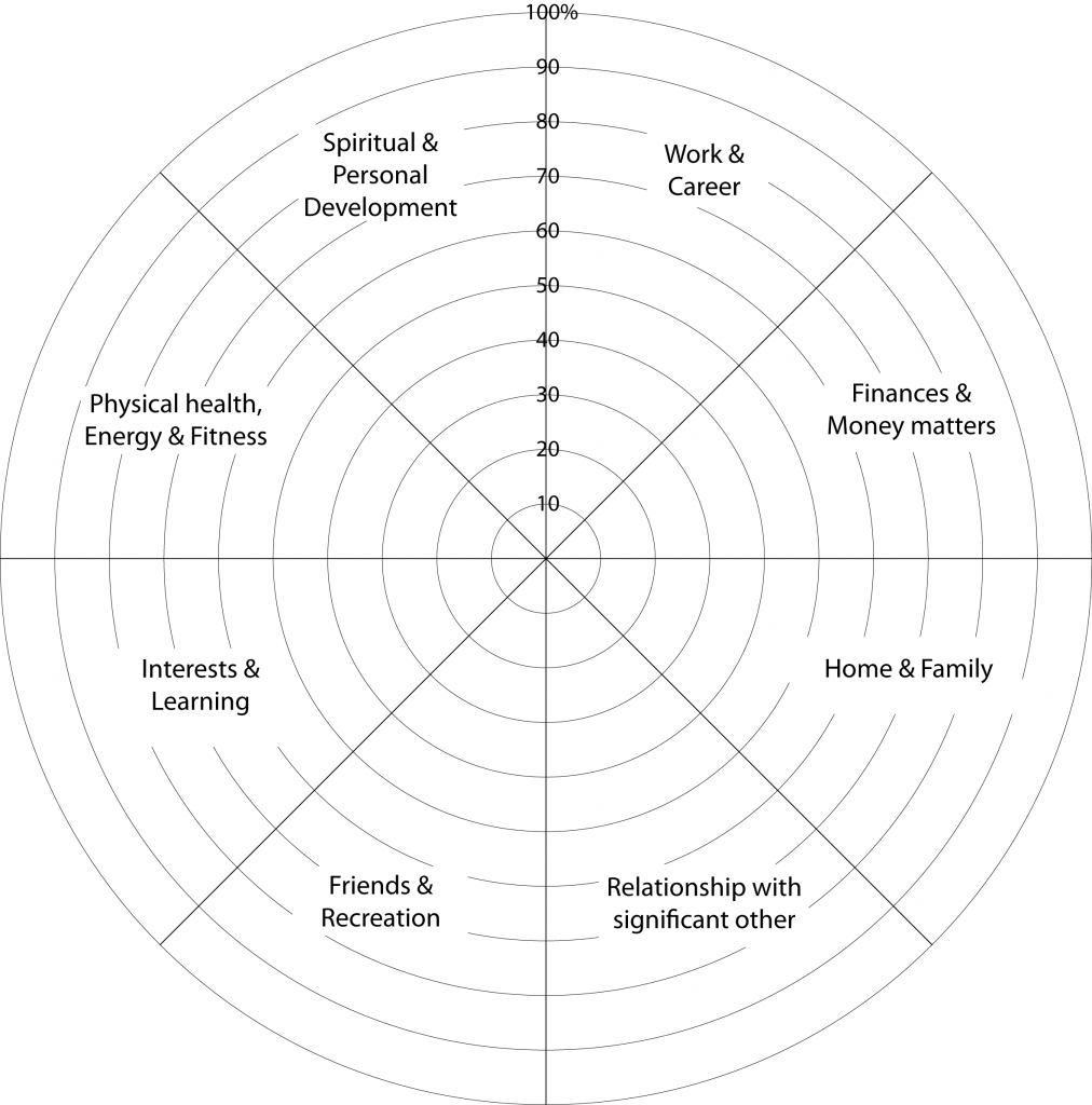 life coaching wheel of life worksheet